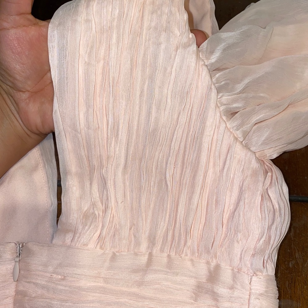 Prom French Connection soft peach Drape open Shoulder Dress - Picture 9 of 13
